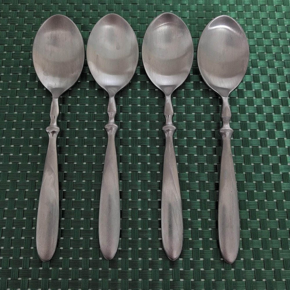 Hampton Silversmiths BISTRO SATIN Place Oval Soup Spoons Set of 4 Stainless Vtg - Picture 6 of 6